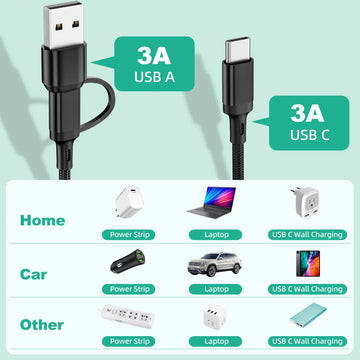 3 in1 Charging Cable Multi Usb Port Multiple Usb Charging Cord