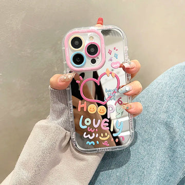 iPhone Lovely Girl Heart Mirror Phone Case